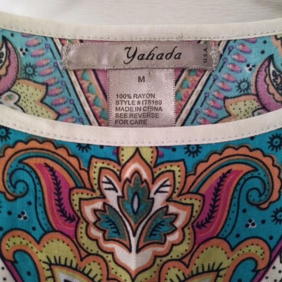 Yahada Silky Boho Paisley Tunic Dress - Picture 2 of 7